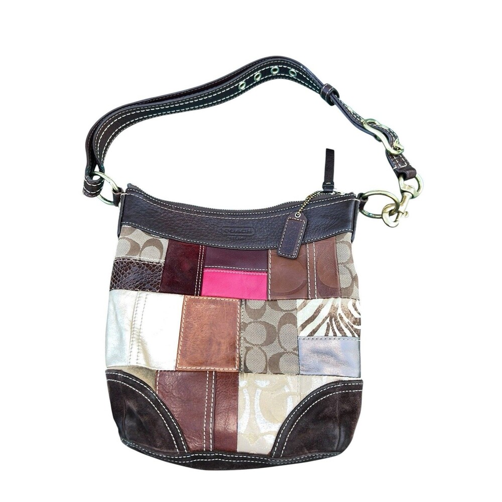 COACH Patchwork Leather Suede Crossbody Handbag HO673-10435